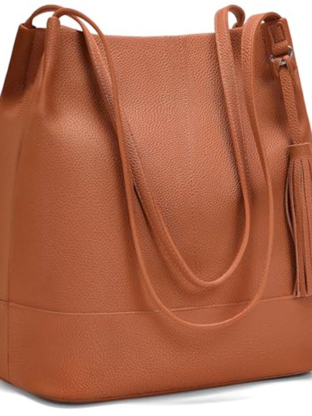 Vegan Leather Bucket Purse Shoulder Bag Slouchy Organizer Handbag